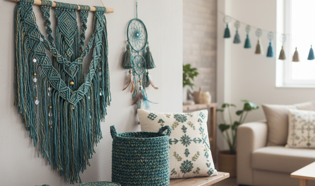 5 usos criativos do barbante fantasia em peças decorativas e utilitárias