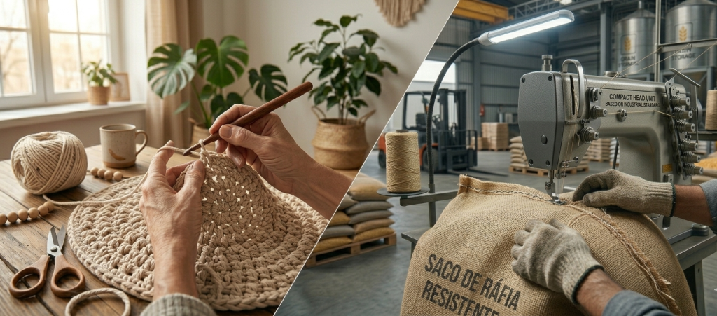 Diferença entre barbante industrial e barbante artesanal